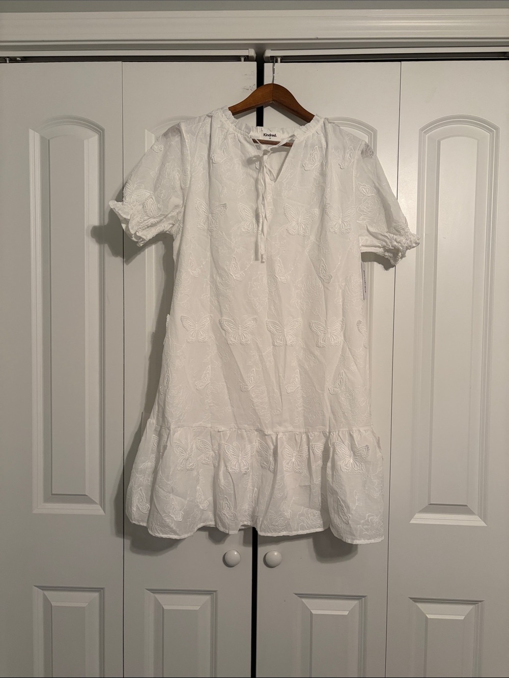 Kindred White Embroidered Butterfly Midi Dress